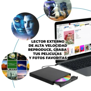 GRABADOR QUEMADOR EXTERNO CD LECTOR DVD SLIM USB CON (14)