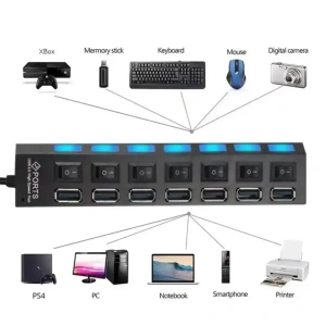 HUB USB 2.0 7 PUERTOS SWITCH LED PARA PC LAPTOP HUB.14 NEGRO (12)