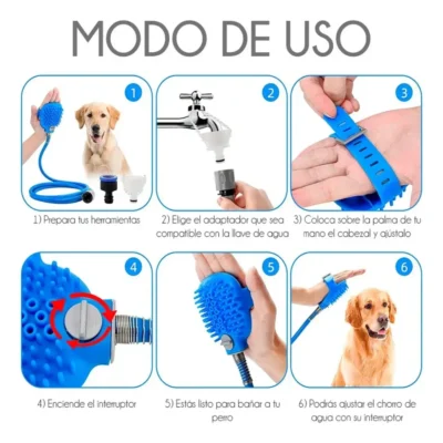 MANGUERA CON GUANTE MASAJEADOR BAÑO PARA MASCOTAS FT025M (2)