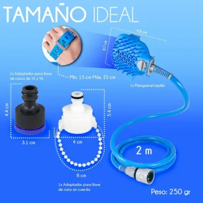 MANGUERA CON GUANTE MASAJEADOR BAÑO PARA MASCOTAS FT025M (7)
