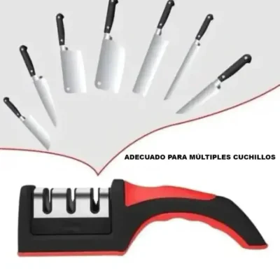 AFILADOR DE CUCHILLOS PROFESIONAL COCINA 3 RANURAS CERAMICA.... (3) (2)