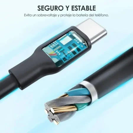 Cable Tipo C 2 Metros Carga Rápida 1hora Transferencia Datos - Imagen 2