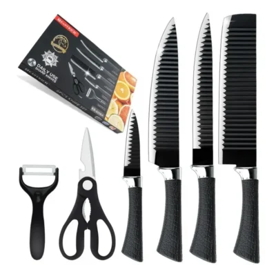 Juego De Cuchillos Profesional Acero Inoxidable Color Negro