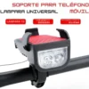 LAMPARA SOPORTE CELULAR TIMBRE DE BICICLETA RECARGABLE ROJA T-606-8601 (4)