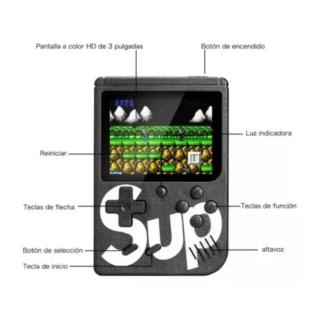 CONSOLA PORTATIL RETRO SUP GAME BOX 400 EN 1 JUEGOS CLASICOS...