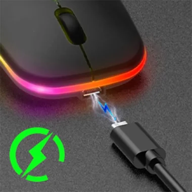 MOUSE INALAMBRICO LUZ RGB USB RECARGABLE NEGRO RF-2835 (9)