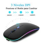 MOUSE OPTICO RATON GAMER INALAMBRICO LUZ RGB USB RECARGABLE (4) (1)