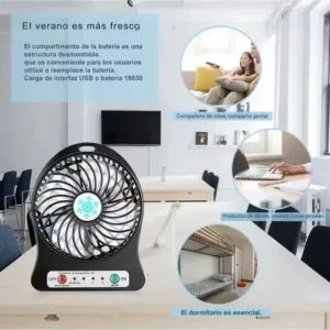 VENTILADOR PORTATIL RECARGABLE USB CON LUZ LED 3 VELOCIDADES (2)