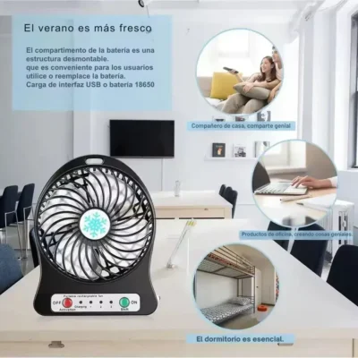 VENTILADOR PORTATIL RECARGABLE USB CON LUZ LED 3 VELOCIDADES (2)