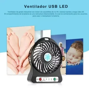 VENTILADOR PORTATIL RECARGABLE USB CON LUZ LED 3 VELOCIDADES (4) (1)
