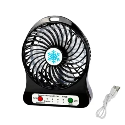 VENTILADOR PORTATIL RECARGABLE USB CON LUZ LED 3 VELOCIDADES (P)