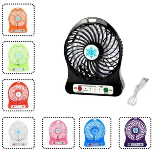 Ventilador Portatil Recargable Usb Con luz LED 3 Velocidades (1)