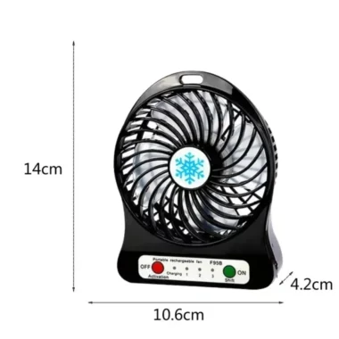 Ventilador Portatil Recargable Usb Con luz LED 3 Velocidades (2)