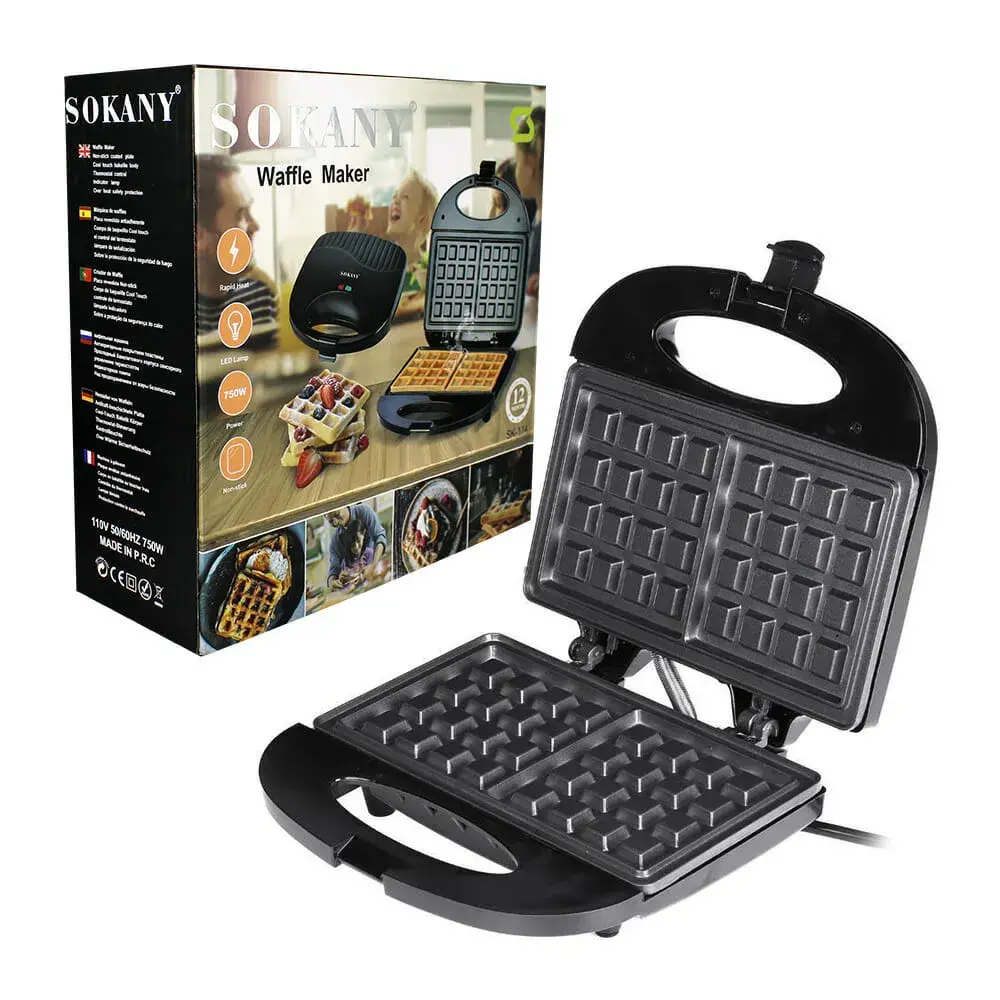 Wafflera Sokany Sk-114 Doble Placa Eléctrica Antiadherente