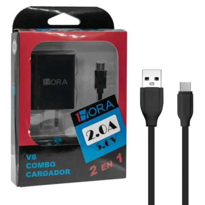 Combo Cargador Carga Rapida Y Cable Micro Usb Tipo V8 1hora