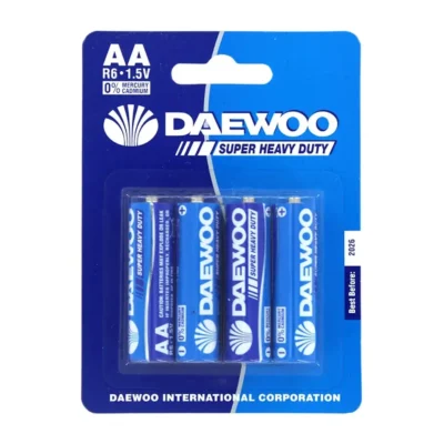 BATERIAS AA DAEWOO PILAS BLISTER SUPER HEAVY PAQUETE 4 PZAS