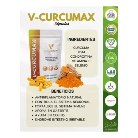 V- CURCUMAX VITALHEALTH 60 CÁPSULAS SIN SABOR (1)