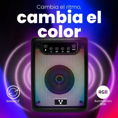 Bocina Karaoke Vorago Ksp-180 3 Pulgadas Rgb 4 Hrs Usb Tws (1)