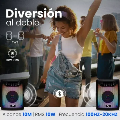 Bocina Karaoke Vorago Ksp-180 3 Pulgadas Rgb 4 Hrs Usb Tws (4)