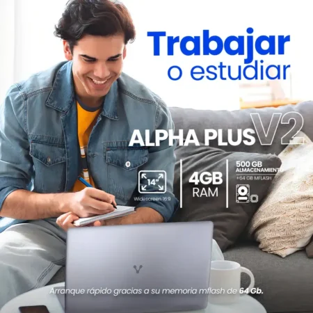 Laptop Vorago Alpha Plus V2 14 4gb 64+500gb Win 10 Plata - Imagen 2
