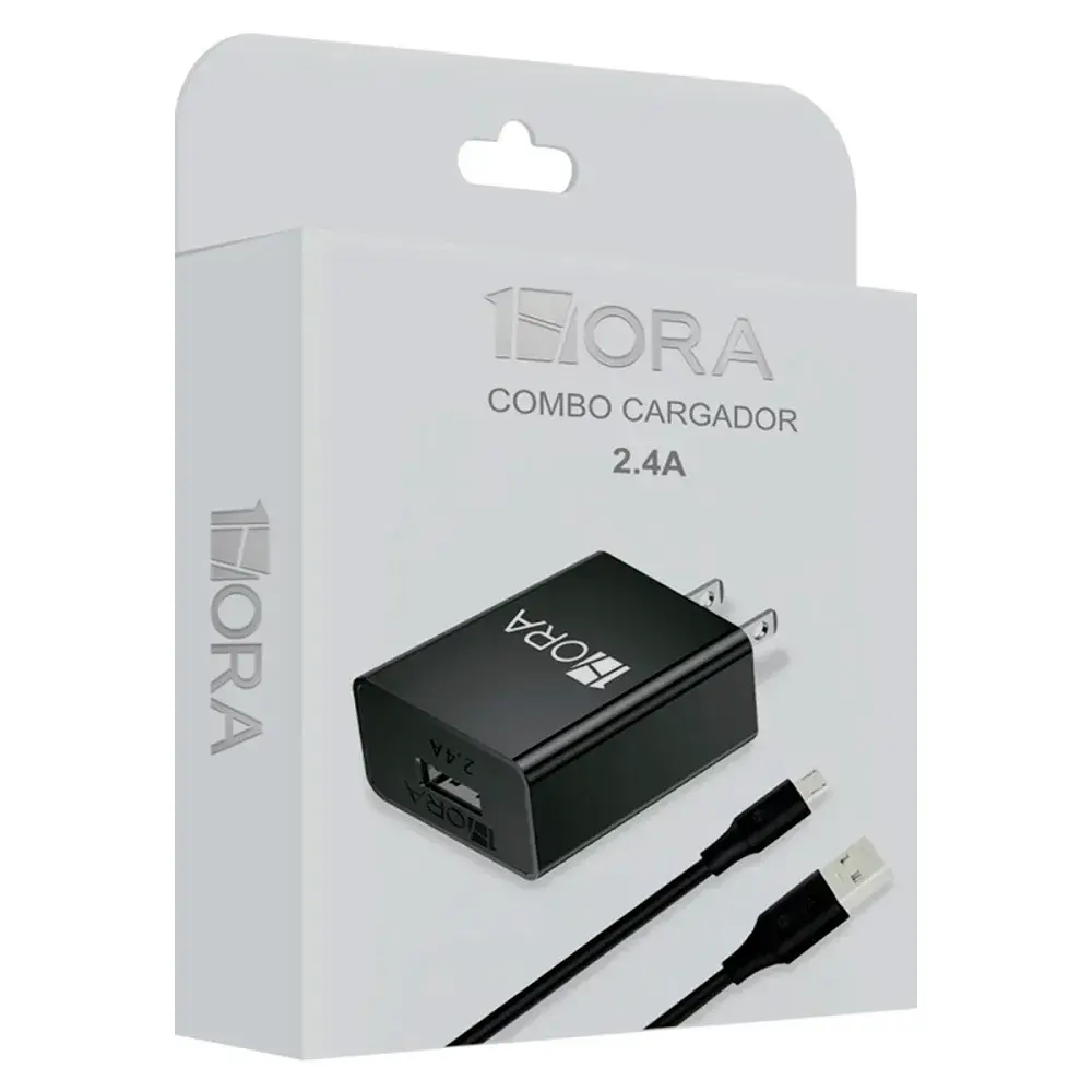 Combo Cargador Carga Rápida Tipo C Usb Celular 2.4a 1 Hora
