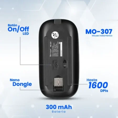 Mouse Inalámbrico Vorago Mo-307 Negro Óptico Usb 2.4 Ghz - Imagen 4