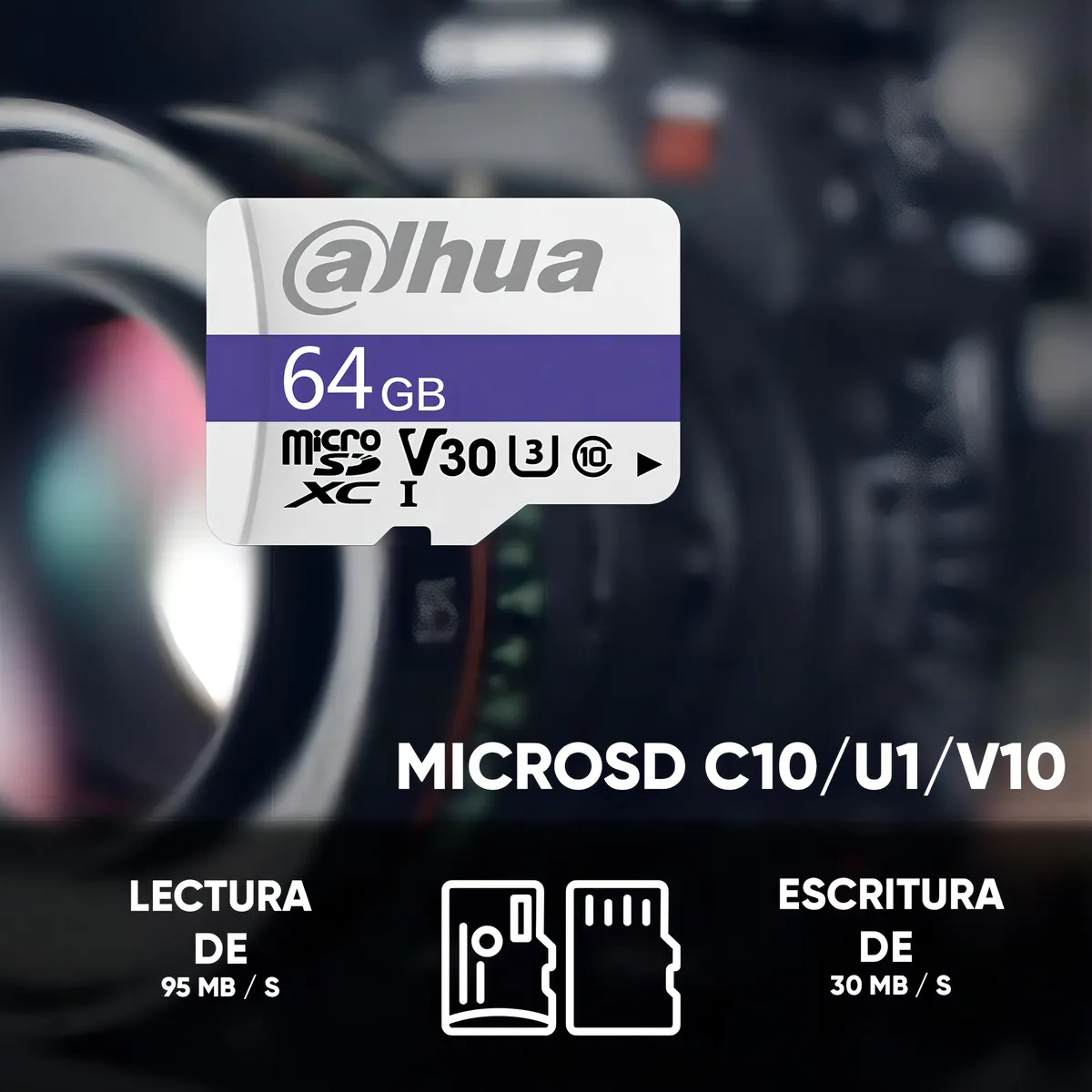 Memoria Microsd Dahua C100 V30 C10 U3 Dhi-tf-c10064gb - Imagen 2
