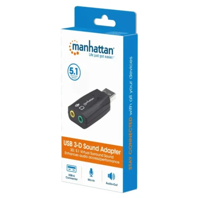 Adaptador Audio 3d Usb Alta Velocidad Manhattan 150859 Negro
