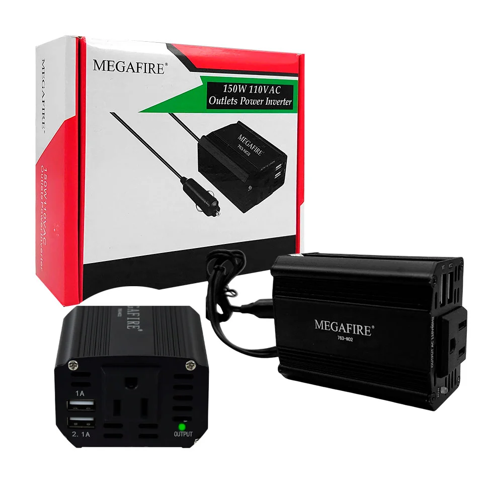 Inversor De Corriente Megafire 763-no2 12v 110v Auto 150w