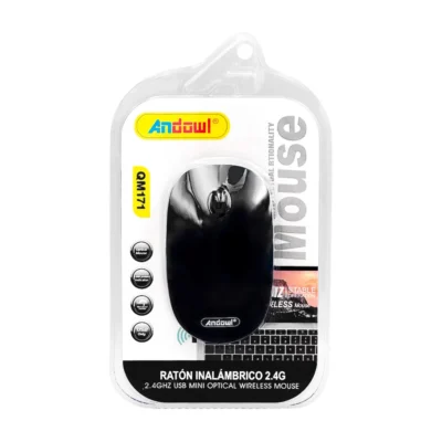 Mouse Inalámbrico Andowl Qm171 Óptico 2.4g Usb Negro