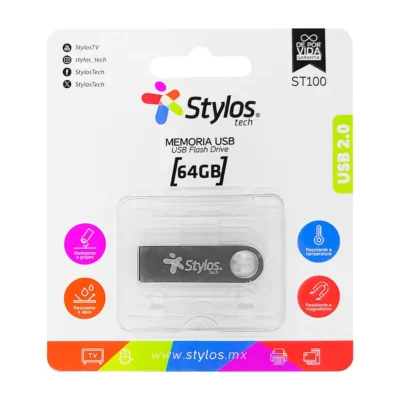 Memoria Usb Stylos Tech Stmusb4b 2.0 64gb Plateado