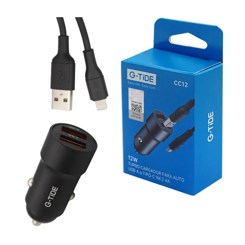Cargador Para Auto G-tide Usb-a A Tipo-c Rápido Y Compacto