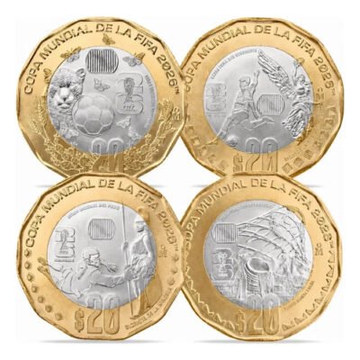 Colección 4 Monedas De 20 Bimetálicas Copa Mundial Fifa 2026