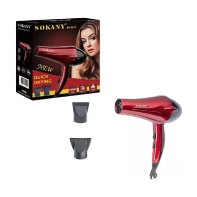 Secadora De Cabello Sokany Roja 2400w Con 2 Boquillas